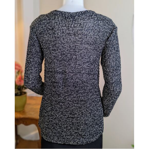 Quinn Sweater Small Black White Heather Zipper Accents High Low Scoop Neck - Picture 4 of 11